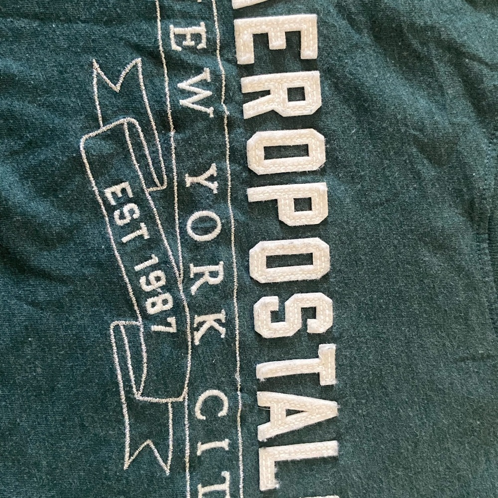 Aeropostale Short Sleeve Round Neck Collar Dark Teal New York City Tee - Picture 2 of 10